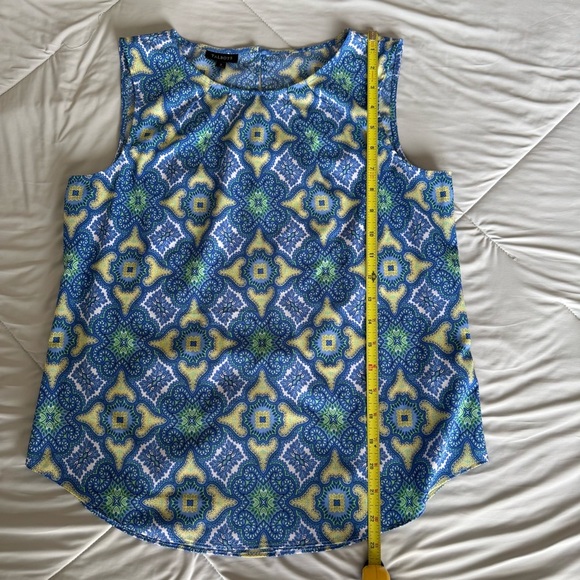 Talbots Blue and Green Geometric Paisley Tank Top Blouse - Picture 3 of 6